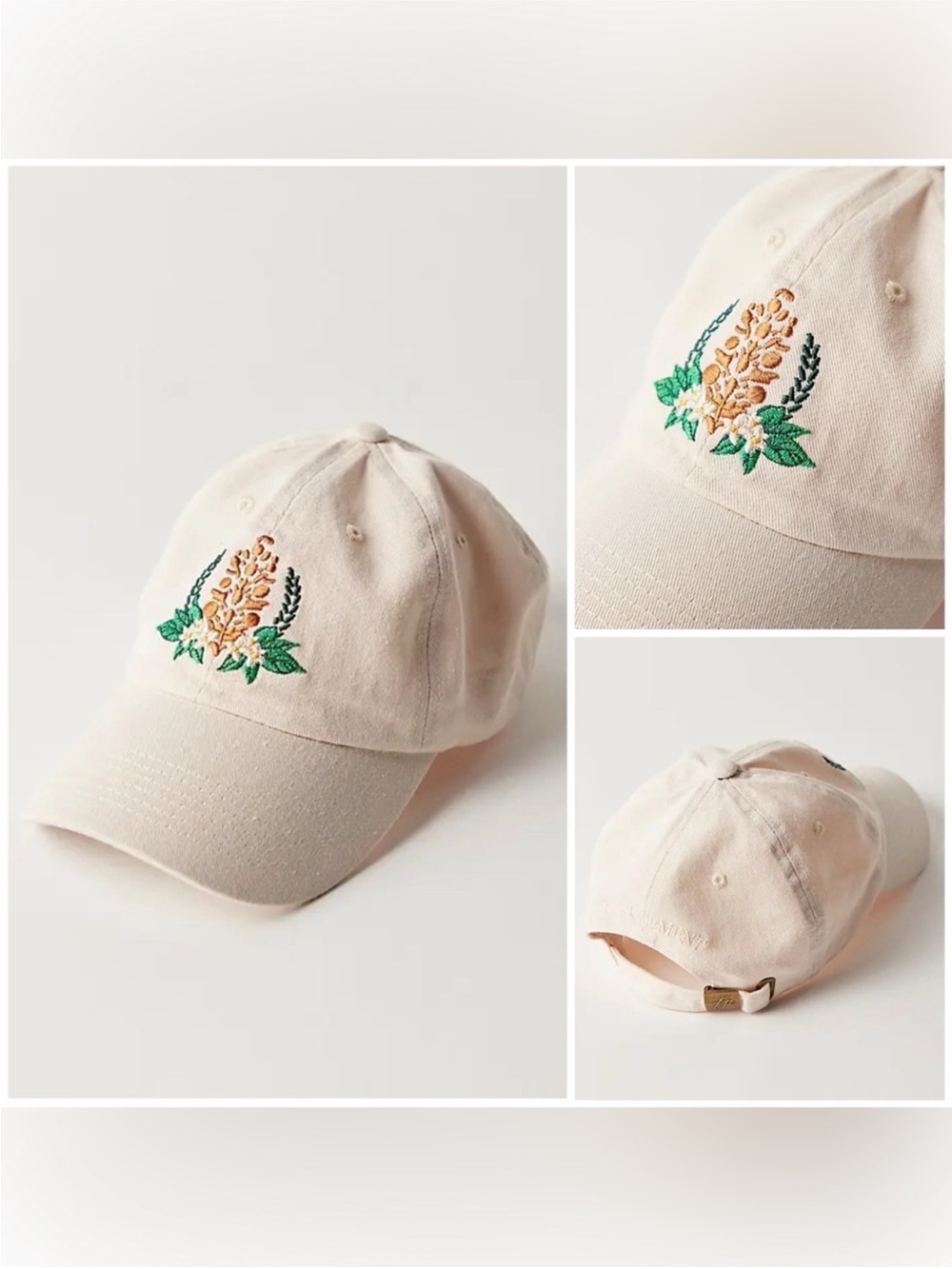 NWT Free People FP Movement Court & Club Baseball Hat -ivory wash - one size OS